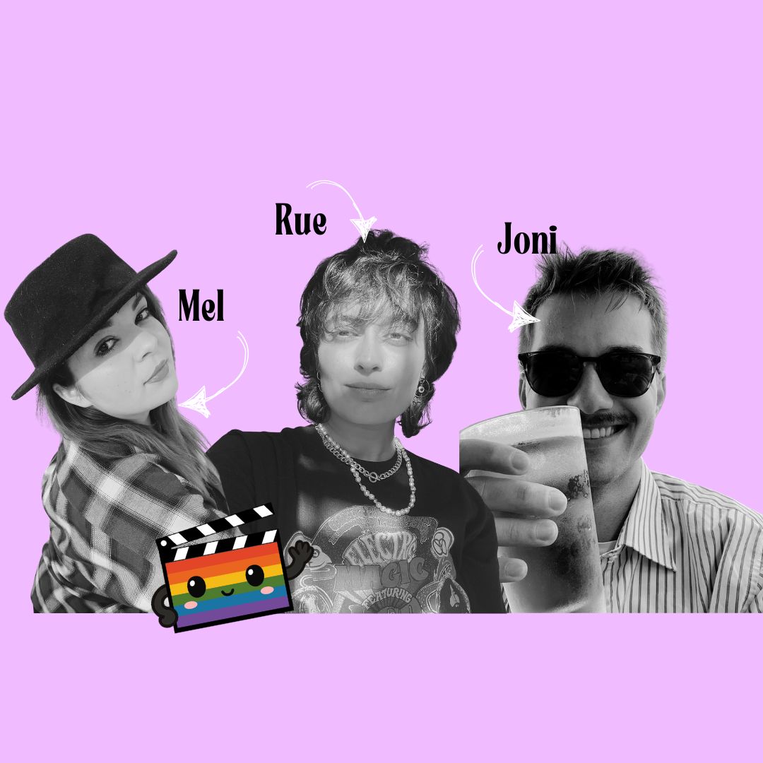 on this picture you can see three people. The Admins of Mise En Cinematic. Arrows are pointing at Mel, Rue and Joni.