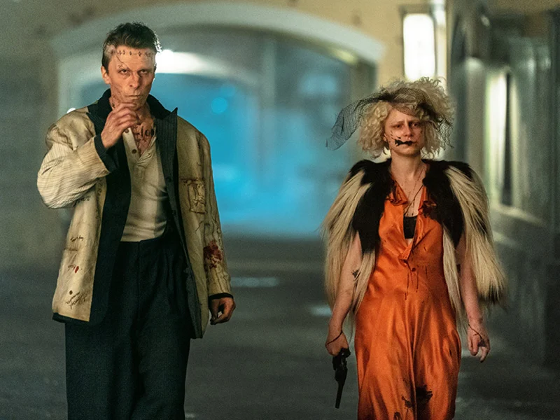 christian bale and jessie Buckley as "frank" and "the bride"